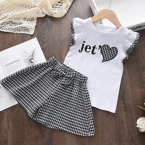 Girls Summer Short Sleeve Tee Shorts Set